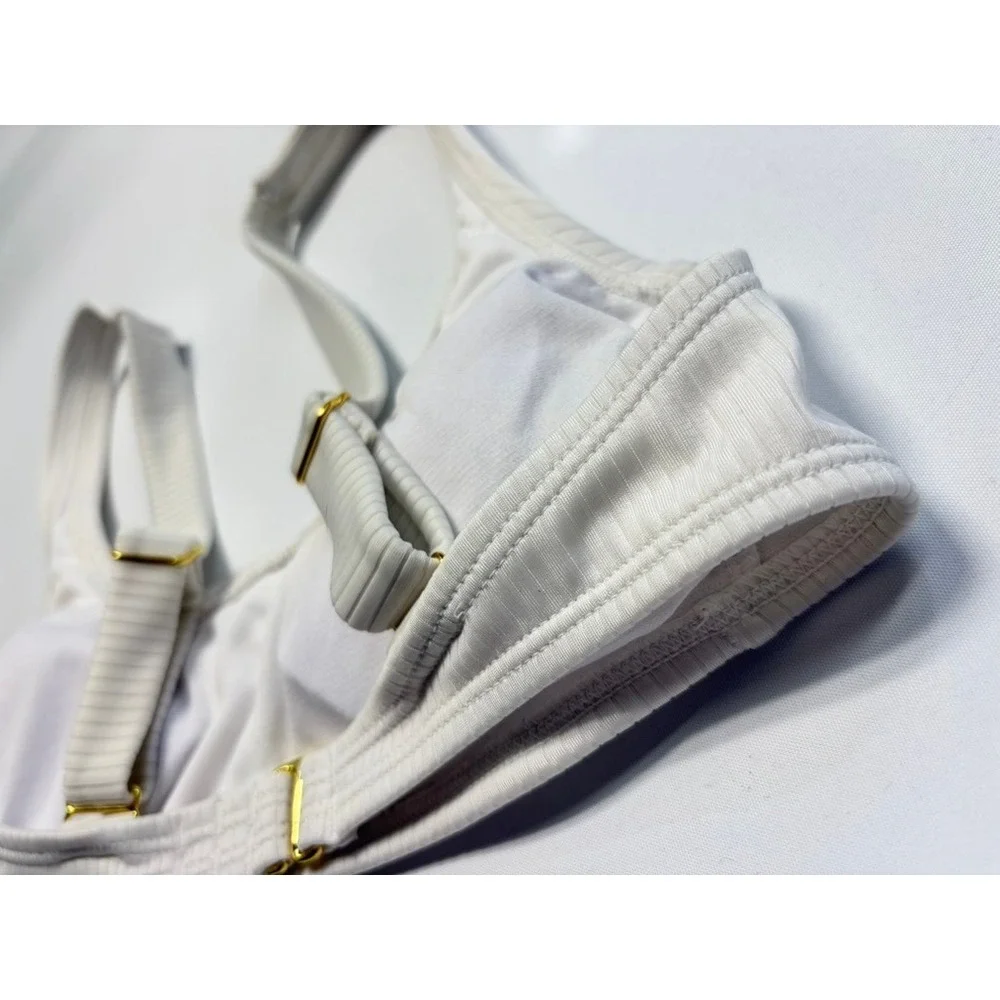 Wild Fable White‎ Ribbed Bikini Top XS Adjustable Strap Swim Top